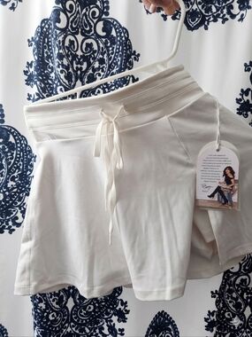 Women’s Cream Drawstring Mini Skirt